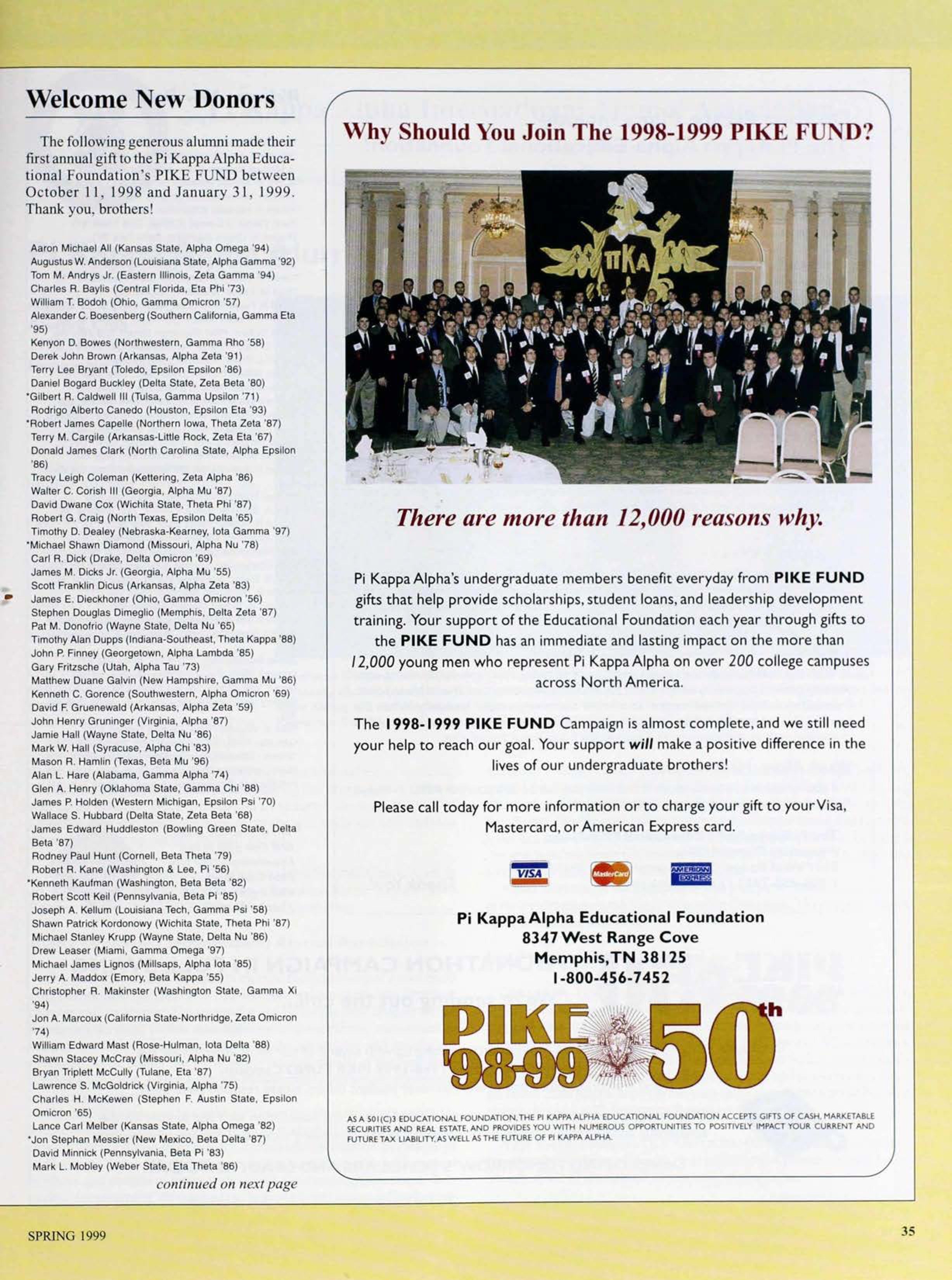 Pi Kappa Alpha Educational Foundation: Welcome New Donors